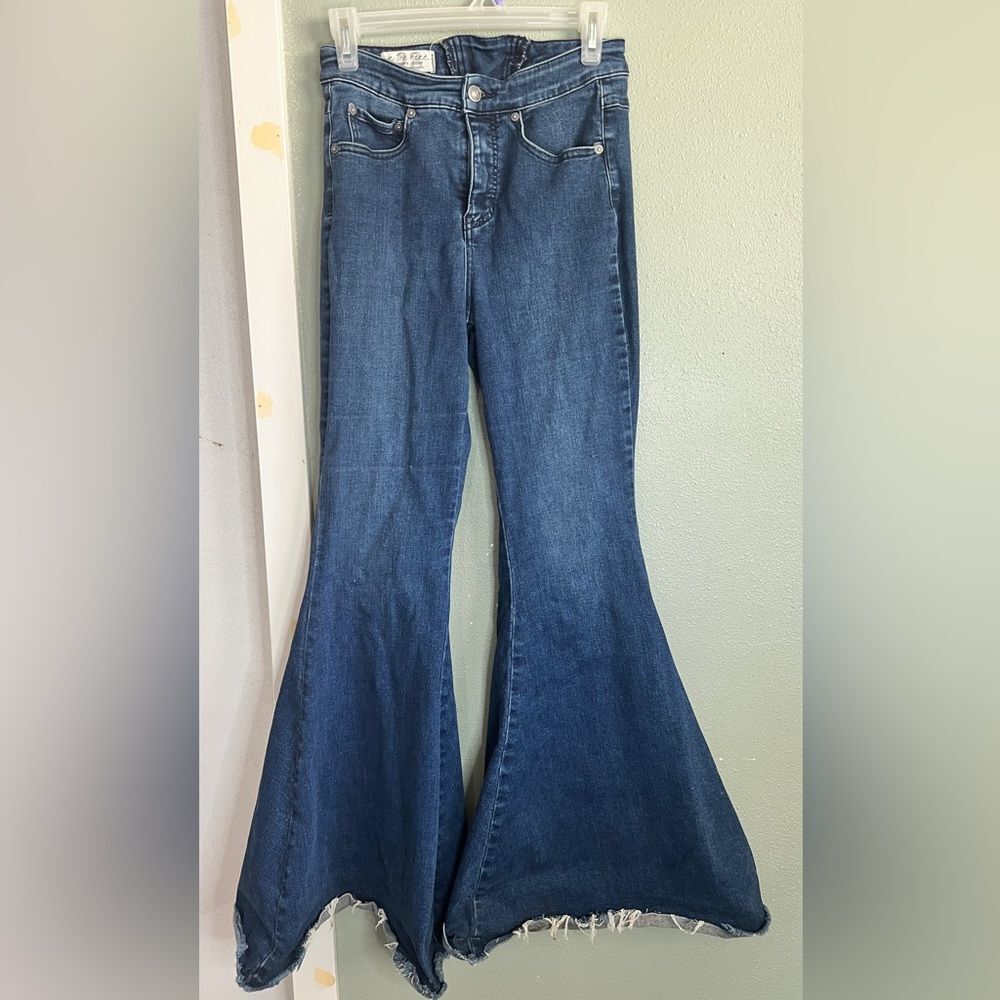 We The Free Free People Lace Back Ultra Flare Bell Bottom Jeans 28